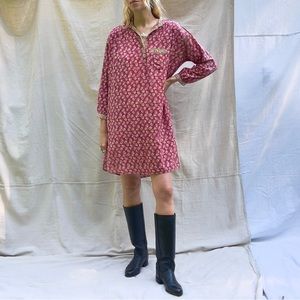 Vintage 1970s Block Print Shirt Dress
